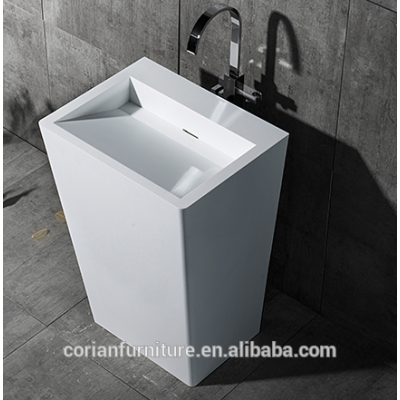 Acrylic solid surface corian new design hote bathroom basin stand