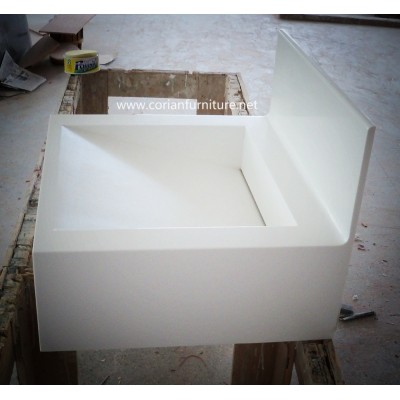 Small size Corian solid surface Glacier white basin with rectangular sink